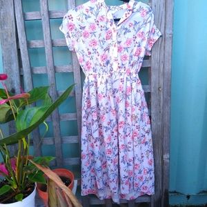Espoir Pink Floral Midi Dress 9/11